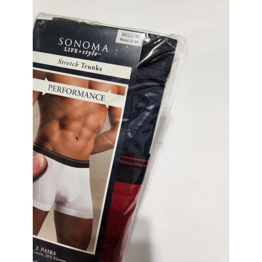 Sonoma Stretch Trunks Navy‎ Red Performance Cotton Blend 2 Pack Size Medium